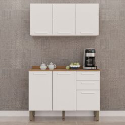 Armário Aéreo Triplo + Balcão New Valência Branco – SALLÊTO