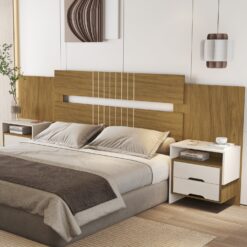 Cabeceira Casal/Queen Luiza Nature/Off White - MADEC/VJ MÓVEIS