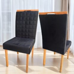 Kit 2 Cadeiras Pandora 01 Imbuia Mel/Veludo Preto 38 - CARVALHO DECOR