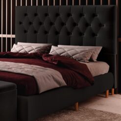 Cabeceira Queen Turim Veludo Preto B013 - LARMÓVEIS/TREVO ESTOFADOS