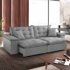 Sofa Retratil e Reclinavel Niger 2,50 m Veludo Cinza B010 - TREVO ESTOFADOS