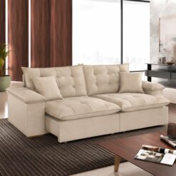 Sofa Retratil e Reclinavel Niger 2,50 m Veludo Marfim B015 - TREVO ESTOFADOS