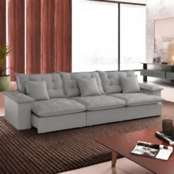Sofá Retrátil e Reclinável 3,10 m Veludo Cinza B010 - TREVO ESTOFADOS
