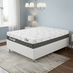 Colchão Casal Prime Light 30 cm D28 + Base Box Simples Corino Branco – ORTHOPRIME + ALTO NÍVEL CAMAS E COLCHÕES