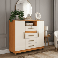 Cômoda 4 Gavetas 2 Sapateiras Angra CO260 Cinamomo/Off White - FELLICCI