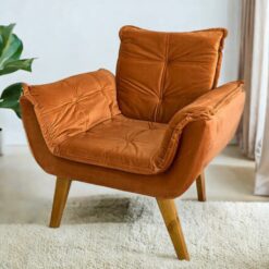 Poltrona Fixa Canadá/Opala Veludo Terracota – JP ESTOFADOS