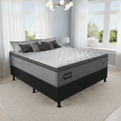 Colchão Casal Texas D28 + Base Box Simples Corino Preto – GAZIN COLCHÕES + ALTO NÍVEL CAMAS E COLCHÕES