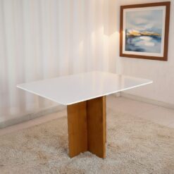 Mesa Salinas 120 (Tampo Londres c/vidro) Cinamomo/Off White - CEL MOVEIS