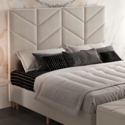 Cabeceira Queen Berlim Veludo Bege B015 - LARMOVEIS/TREVO ESTOFADOS