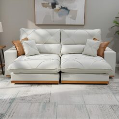 Sofá Retrátil e Reclinável Aquiles/Gran Bello 2,00 m Veludo Bege 106 – ZARAT ESTOFADOS