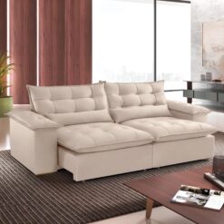 Sofa Retratil e Reclinavel Niger 2,50 m Veludo Marfim B015 - TREVO ESTOFADOS