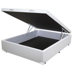 Base Box Casal Bau Corino Branco - BIOSTAR