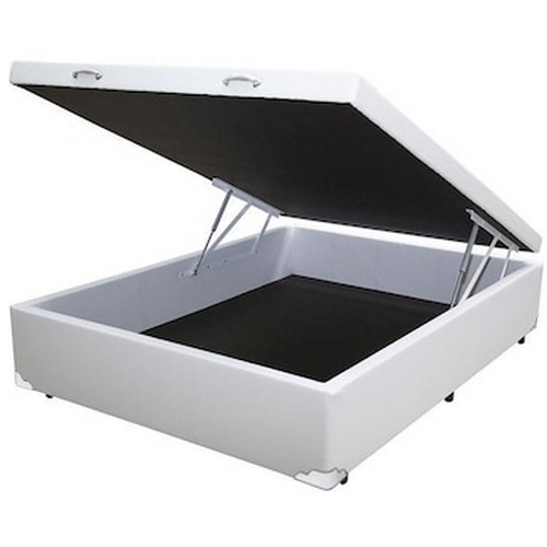 Base Box Casal Bau Corino Branco - BIOSTAR