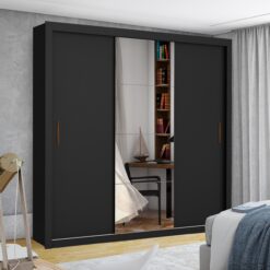 Guarda-Roupa 3 Portas Veneza/Clara/Berlim Plus (1 porta espelhada) 1,855 m Preto - CARIOCA MÓVEIS