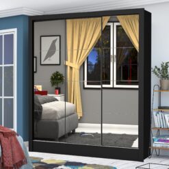 Guarda-Roupa 3 Portas Dubai/Santiago Premium (3 portas espelhadas) 1,79 m Preto - CARIOCA MÓVEIS
