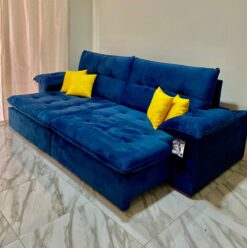 Sofa Retratil e Reclinavel Mexico 2,50 m Azul – LEO DECOR(PROMOCAO)