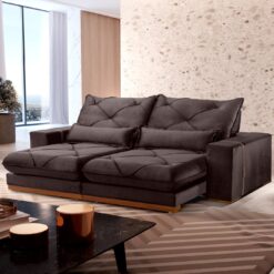 Sofa Retratil e Reclinavel Luanda/Isabella/Barcelona 2,50 m Veludo Marrom ? TREVO ESTOFADOS