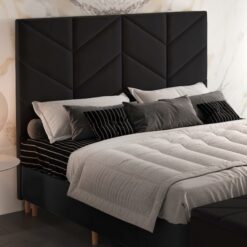 Cabeceira Queen Berlim Veludo Preto B013 - LARMOVEIS/TREVO ESTOFADOS