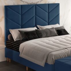 Cabeceira Queen Berlim Veludo Azul B024 - LARMOVEIS/TREVO ESTOFADOS