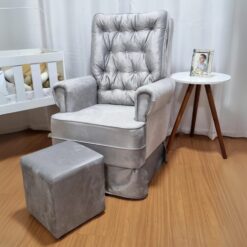 Poltrona Amamentacao Marina Veludinho Cinza TB900 - BLISS BABY