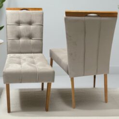 Kit 2 Cadeiras Sophia Veludo Bege 100 – WM DECOR