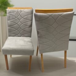 Kit 2 Cadeiras Safira Veludo Bege 100 - WM DECOR