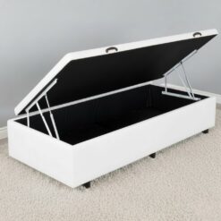 Base Box Solteiro Baú Corino Branco - ALTO NÍVEL CAMAS E COLCHÕES