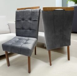 Kit 2 Cadeiras Sophia Veludo Cinza Grafite 102 – WM DECOR