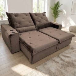 Sofá Retrátil e Reclinável Elegance/Leblon 2,30 m Suede Marrom – IMPÉRIO ESTOFADOS
