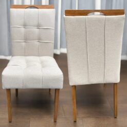 Kit 2 Cadeiras Sophia Linho Bege 200 - WM DECOR