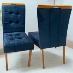 Kit 2 Cadeiras Sophia Veludo Azul 107 - WM DECOR