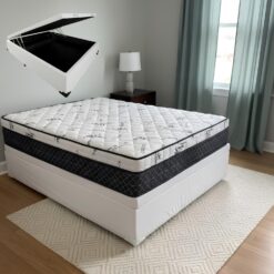 Colchão Casal Prime Light 26 cm D28 Molas Ensacadas + Base Baú Corino Branco – ORTHOPRIME + BIOSTAR