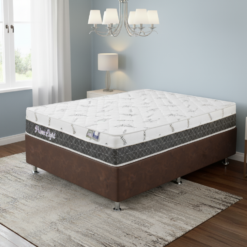 Colchão Casal Prime Light 26 cm D28 Molas Ensacadas + Base Simples Corino Marrom – ORTHOPRIME + ALTO NÍVEL