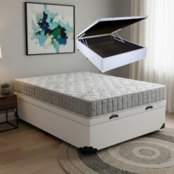 Colchão Casal Orthosono 18 cm D33 + Base Baú Corino Branco – ANJOS + BIOSTAR