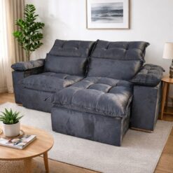 Sofá Retrátil e Reclinável Imperial 2,00 m Veludo Jolie Preto 12 - IMPERIAL DECOR