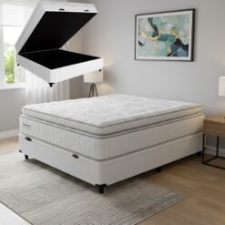Colchão Casal New Freedom 32 cm D33 Molas Ensacadas + Base Baú Corino Branco – ORTOBOM + BIOSTAR