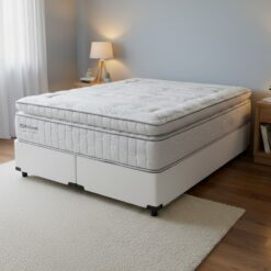 Colchão Queen New Freedom 32 cm D33 Molas Ensacadas + Base Simples Corino Branco – ORTOBOM + ALTO NÍVEL