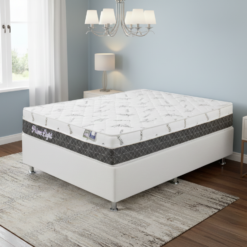 Colchão Casal Prime Light 30 cm D28 Molas Ensacadas + Base Simples Corino Branco – ORTHOPRIME + ALTO NÍVEL
