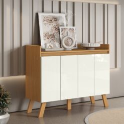 Aparador/Buffet 4 Portas Lis Cinamomo/Branco - ARAMÓVEIS