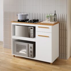 Balcão para Cooktop 4 Bocas Chicago Branco - KAIKI MÓVEIS