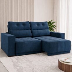Sofá Retrátil e Reclinável Royal 2,00 m Veludo Azul - VIERO MÓVEIS