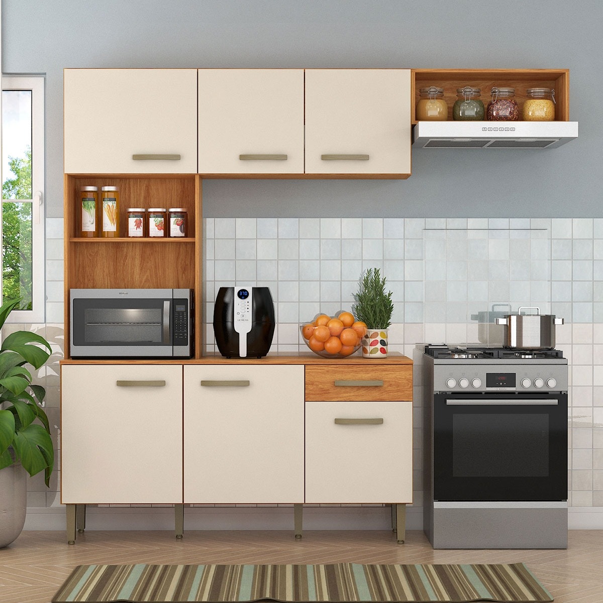 Cozinha Nina CN10 2,20 m Cinamomo/Off White – FELLICCI – Privilége
