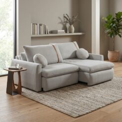 Sofá Cama Retrátil Lagoon 2,30 m Linho Cinza - CONFORT LAR ESTOFADOS