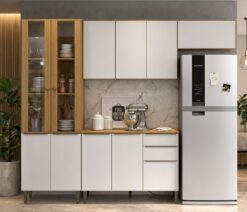 Cozinha Completa (4 Peças) Luana Cinamomo/Branco - ARAMÓVEIS