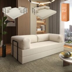 Sofá Cama Light 1,80 m (Expansível) Bouclé Bege 07 – PLUFF SOFÁ NA CAIXA