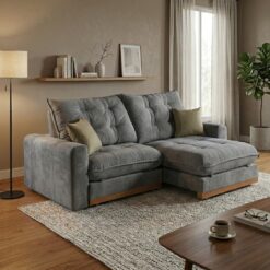 Sofá Retrátil e Reclinável Ruah 2,50 m Veludo Cinza Grafite 4053 - D'VITRINE