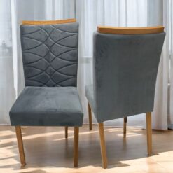 Kit 2 Cadeiras Safira Mel/Veludo Cinza Grafite 102 - WM DECOR