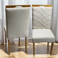 Kit 2 Cadeiras Safira Mel/Linho Bege 200 - WM DECOR