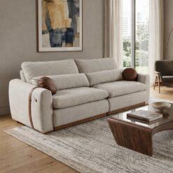 Sofá Cama Retrátil Victoria 2,30 m Linho Bege - ARCA ESTOFADOS