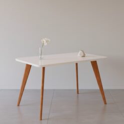 Mesa Acerola 130 (C/Vidro) Madeira/Off White - CIMOL